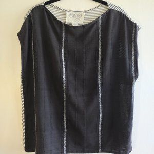 Ace & Jig Shell Blouse  Drapey Top Black & White  Size Medium